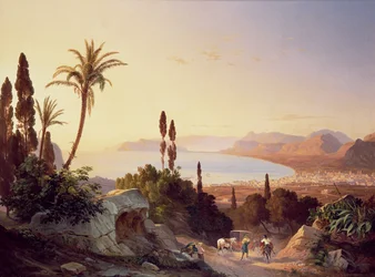 Golfo de Palermo, mirando hacia el cabo Zafferano, hacia 1845